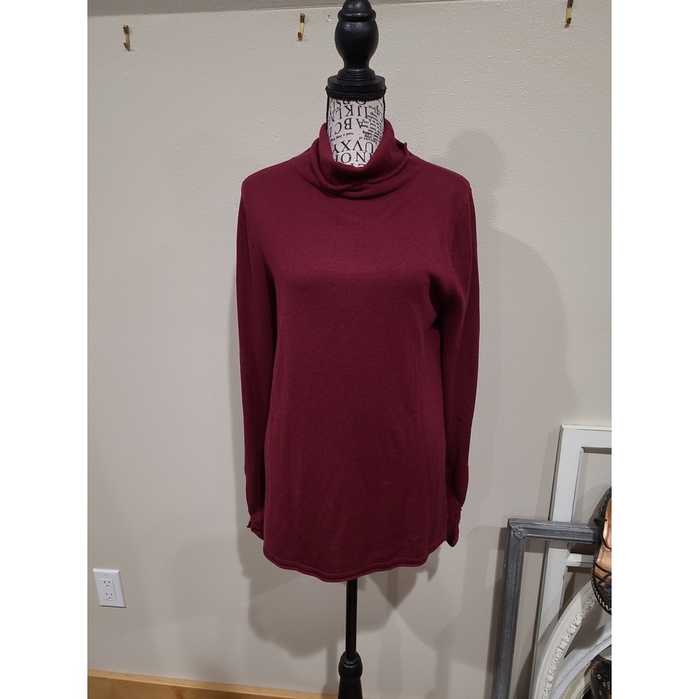Central Park West Luxe Cashmere Silk blend Women SZ L Burgundy Sweater chic